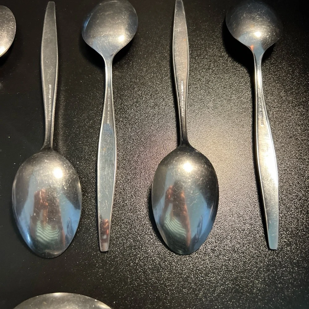Carlton Stainless Woodcrest Flatware‎ Japan Lot Of 11 Soup Spoons